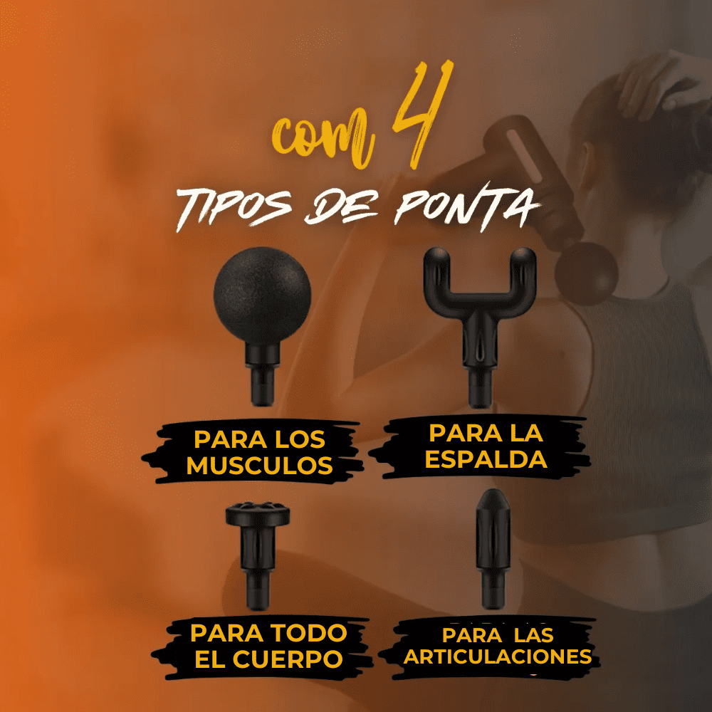 PROMO: Pistola Masajeadora de Tejidos Profundos + 4 Punteras Intercambiables
